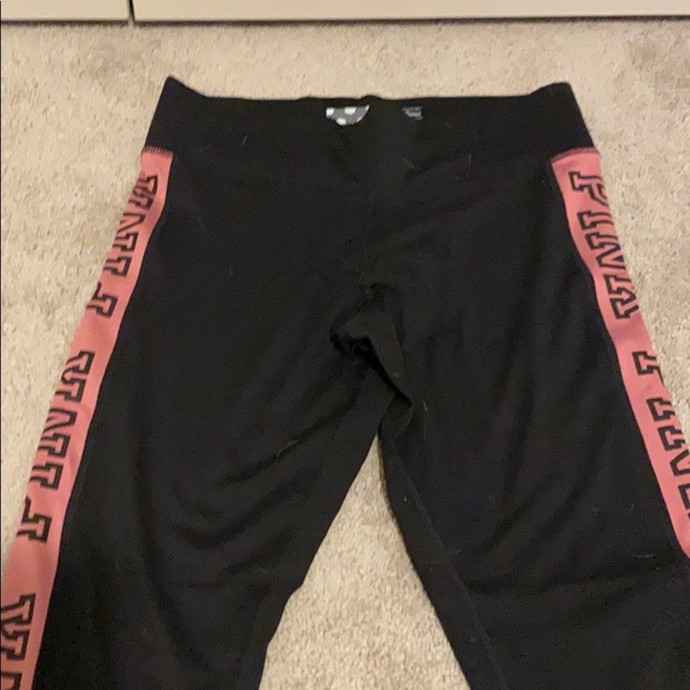 PINK leggings black with pink sides and mesh ankle